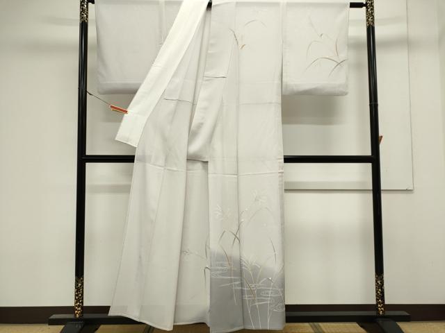 平和屋着物＊夏物　訪問着　友禅　絽　流水芒文　正絹　逸品　CABK0836ou