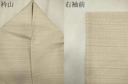 平和屋着物＊夏物　色無地　紋紗　生成り色　正絹　逸品　CABK0838ou