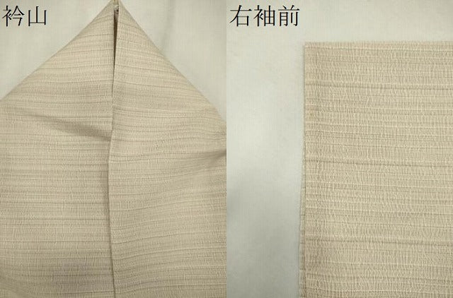 平和屋着物＊夏物　色無地　紋紗　生成り色　正絹　逸品　CABK0838ou