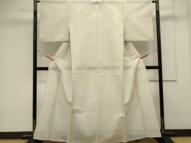 平和屋着物＊夏物　色無地　紋紗　生成り色　正絹　逸品　CABK0838ou