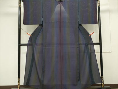 平和屋着物＊夏物　前田仁仙　仁仙更紗　小紋　絽　間道　暈し染め正絹　逸品　CABK0840ou