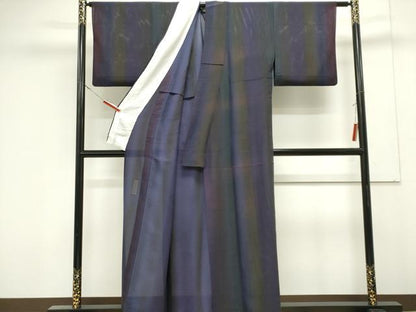 平和屋着物＊夏物　前田仁仙　仁仙更紗　小紋　絽　間道　暈し染め正絹　逸品　CABK0840ou
