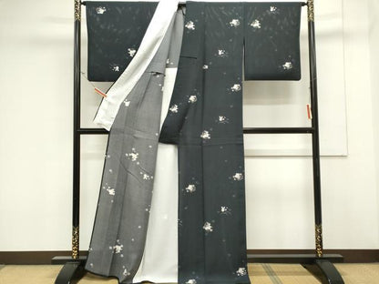 平和屋着物＊夏物　小紋　絽　京友禅　兎花文　反端付き　正絹　逸品　CABK0842ou