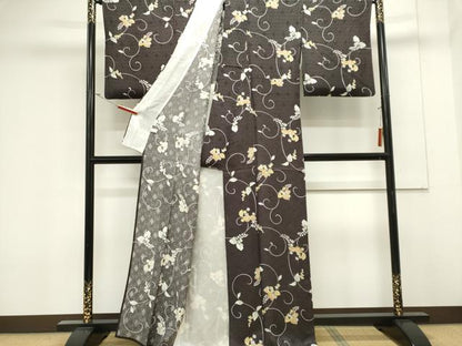 平和屋着物＊夏物　小紋　七宝紋紗　花唐草文　正絹　逸品　CABK0845ou
