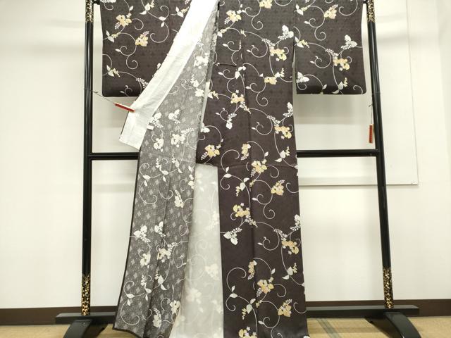 平和屋着物＊夏物　小紋　七宝紋紗　花唐草文　正絹　逸品　CABK0845ou