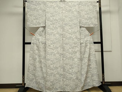 平和屋着物＊夏物　小紋　絽　型染め　風景文　やまと誂製　正絹　逸品　CABK0846ou