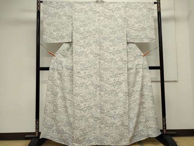 平和屋着物＊夏物　小紋　絽　型染め　風景文　やまと誂製　正絹　逸品　CABK0846ou