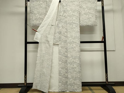 平和屋着物＊夏物　小紋　絽　型染め　風景文　やまと誂製　正絹　逸品　CABK0846ou