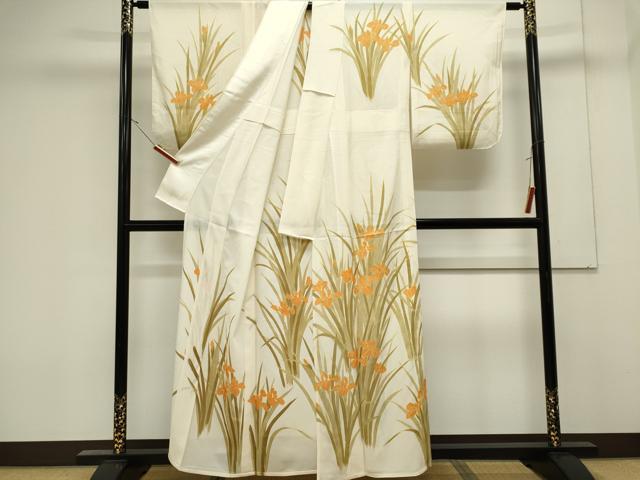 平和屋着物＊夏物　訪問着　絽　菖蒲　正絹　逸品　CABK0848ou