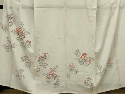 平和屋着物＊夏物　訪問着　縦絽　手描き　草花文　正絹　逸品　CABK0849ou
