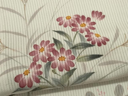 平和屋着物＊夏物　訪問着　縦絽　手描き　草花文　正絹　逸品　CABK0849ou