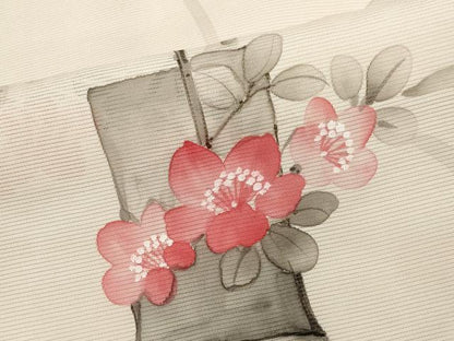 平和屋着物＊夏物　訪問着　手描き　絽　枝花文　暈し染め　正絹　逸品　CABK0850ou