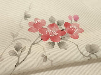 平和屋着物＊夏物　訪問着　手描き　絽　枝花文　暈し染め　正絹　逸品　CABK0850ou