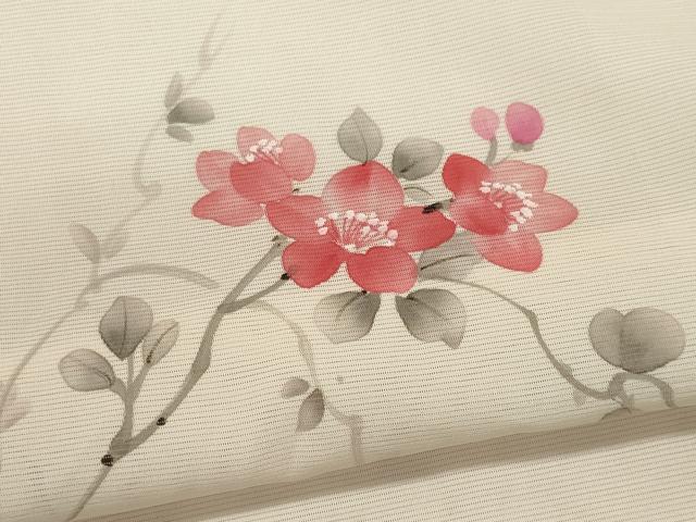 平和屋着物＊夏物　訪問着　手描き　絽　枝花文　暈し染め　正絹　逸品　CABK0850ou