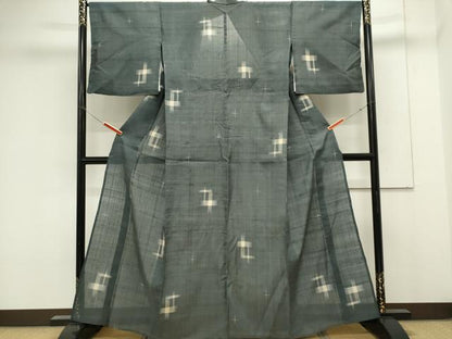 平和屋着物＊夏物　紗紬　十字絣　正絹　逸品　CABK0851ou