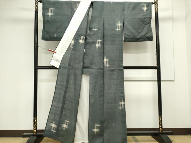 平和屋着物＊夏物　紗紬　十字絣　正絹　逸品　CABK0851ou