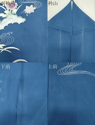 平和屋着物＊夏物　訪問着　絽　流水花文　銀彩　正絹　逸品　CABK0853ou