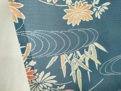 平和屋着物＊夏物　小紋　絽　型染め　流水籬花文　正絹　逸品　CABK0854ou