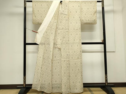 平和屋着物＊夏物　紗紬　亀甲文　正絹　逸品　CABK0855ou