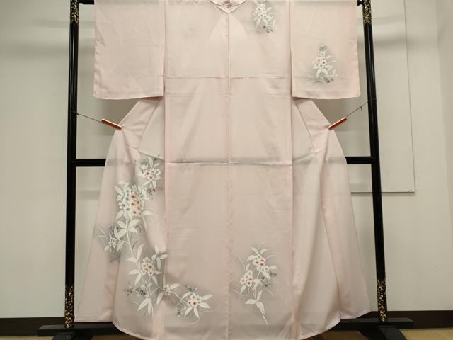 平和屋着物＊夏物　訪問着　絽　手描き　草花文　暈し染め　正絹　逸品　CABK0856ou