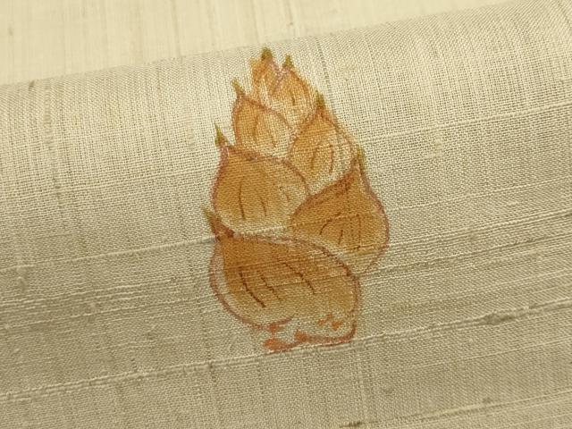 平和屋着物＊夏物　訪問着　生紬　紗　手描き　たけのこ　正絹　逸品　CABK0857ou