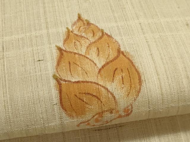 平和屋着物＊夏物　訪問着　生紬　紗　手描き　たけのこ　正絹　逸品　CABK0857ou