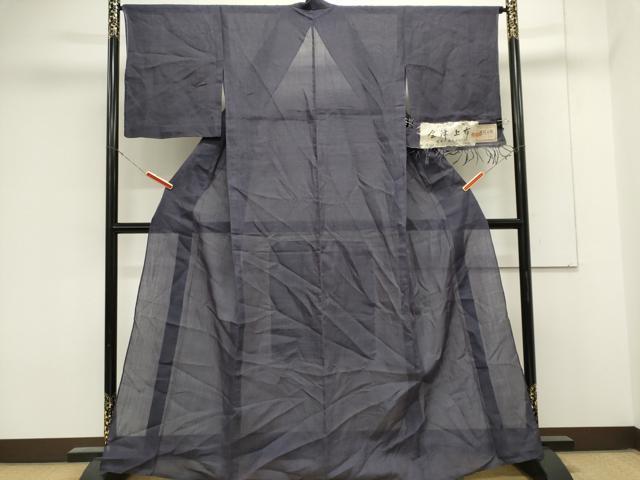 平和屋着物＊夏物　会津上布　からむし織　縞　証紙付き　逸品　CABK0858ou
