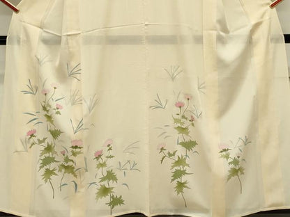 平和屋着物＊夏物　訪問着　絽　草花文　銀彩　正絹　逸品　CABK0860ou