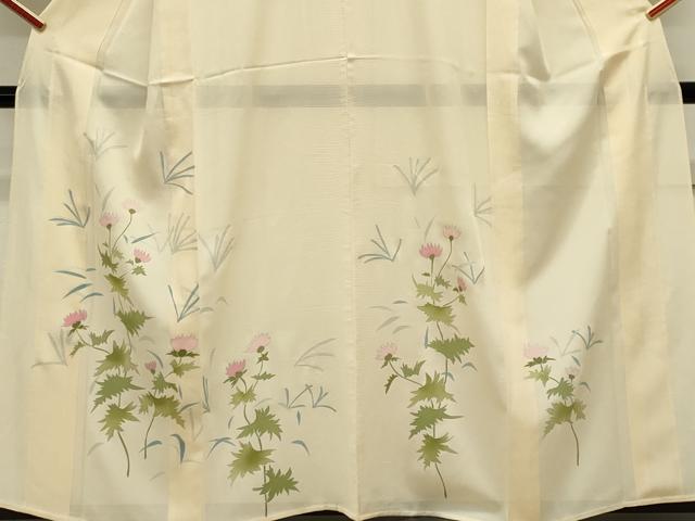 平和屋着物＊夏物　訪問着　絽　草花文　銀彩　正絹　逸品　CABK0860ou