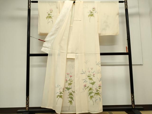 平和屋着物＊夏物　訪問着　絽　草花文　銀彩　正絹　逸品　CABK0860ou
