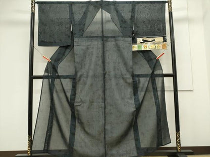 平和屋着物＊夏物　結城紬　夏結城　翠紗　蔦の葉文　証紙付き　正絹　逸品　CABK0863ou