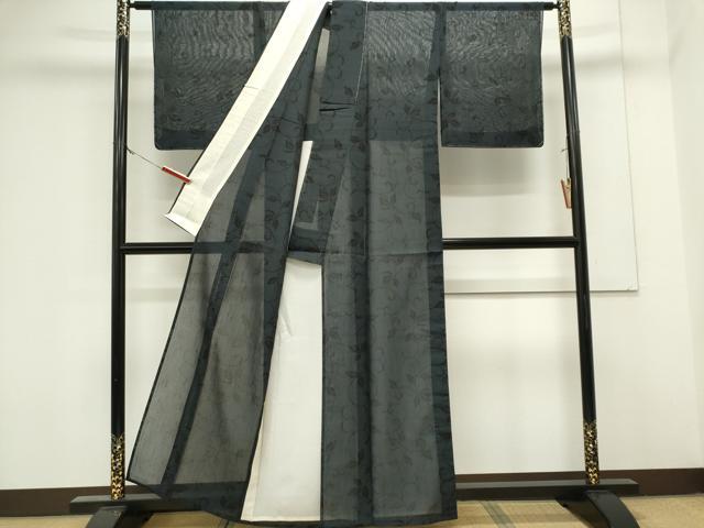 平和屋着物＊夏物　結城紬　夏結城　翠紗　蔦の葉文　証紙付き　正絹　逸品　CABK0863ou