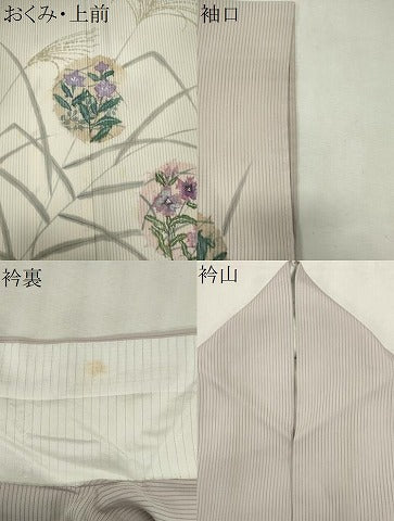 平和屋着物＊夏物　訪問着　縦絽　手描き　草花丸文　暈し染め　正絹　逸品　CABK0867ou