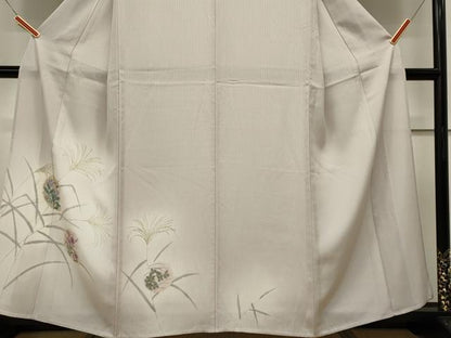 平和屋着物＊夏物　訪問着　縦絽　手描き　草花丸文　暈し染め　正絹　逸品　CABK0867ou