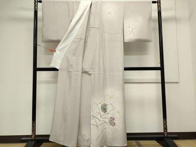 平和屋着物＊夏物　訪問着　縦絽　手描き　草花丸文　暈し染め　正絹　逸品　CABK0867ou