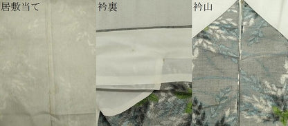 平和屋着物▽上質な紬　単衣　草木文　正絹　逸品　CABK0869ou