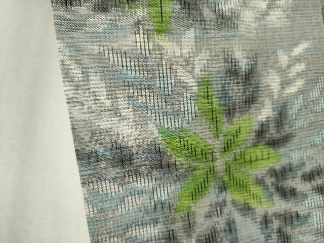 平和屋着物▽上質な紬　単衣　草木文　正絹　逸品　CABK0869ou