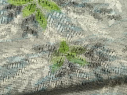 平和屋着物▽上質な紬　単衣　草木文　正絹　逸品　CABK0869ou