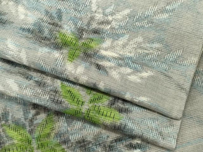 平和屋着物▽上質な紬　単衣　草木文　正絹　逸品　CABK0869ou
