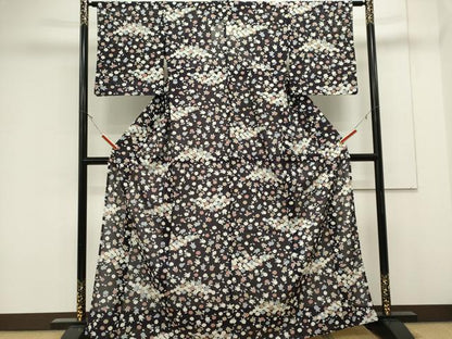 平和屋着物＊夏物　小紋　絽　草花文　三越扱い　正絹　逸品　CABK0872ou