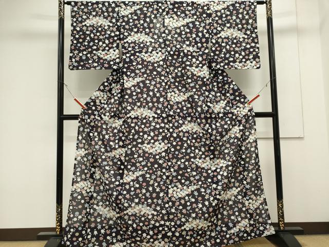 平和屋着物＊夏物　小紋　絽　草花文　三越扱い　正絹　逸品　CABK0872ou