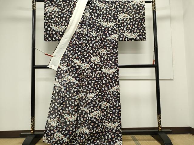 平和屋着物＊夏物　小紋　絽　草花文　三越扱い　正絹　逸品　CABK0872ou