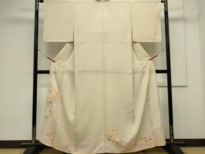 平和屋着物＊夏物　色留訪問着　絽縮緬　友禅　吉祥草花文　正絹　逸品　CABK0873ou