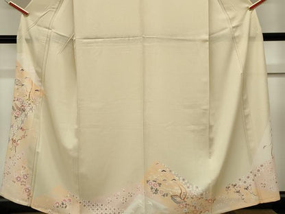 平和屋着物＊夏物　色留訪問着　絽縮緬　友禅　吉祥草花文　正絹　逸品　CABK0873ou