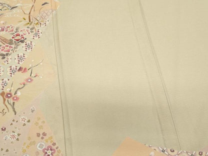 平和屋着物＊夏物　色留訪問着　絽縮緬　友禅　吉祥草花文　正絹　逸品　CABK0873ou