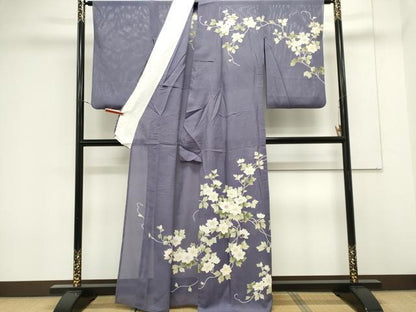平和屋着物＊夏物　訪問着　絽　駒刺繍　草花文　正絹　逸品　CABK0874ou