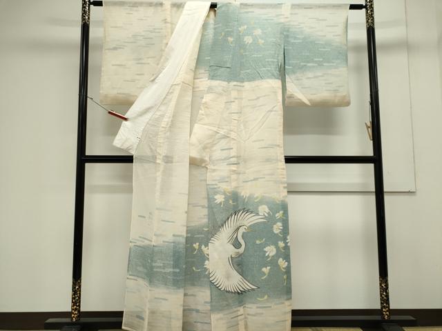 平和屋着物＊夏物　京友禅作家　堺映祥　訪問着　紗　花鳥文　正絹　逸品　CABK0875ou
