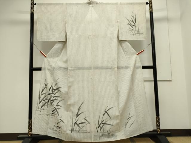 平和屋着物＊夏物　訪問着　紗紬　手描き　芒文　正絹　逸品　CABK0881ou