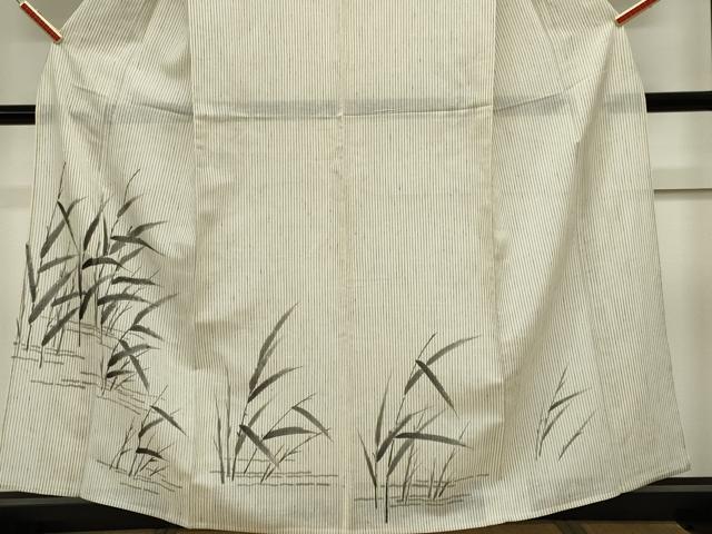 平和屋着物＊夏物　訪問着　紗紬　手描き　芒文　正絹　逸品　CABK0881ou