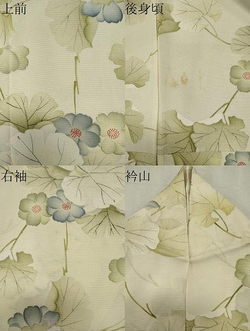 平和屋着物＊夏物　小紋　絽　手描き　草花文　正絹　逸品　CABK0884ou